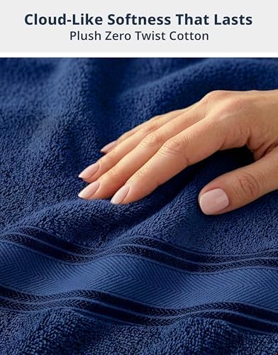 LANE LINEN Bath Sheet Set Absorbent Quick Dry 100% Cotton 4 Pack - Navy