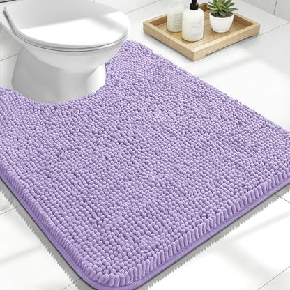 OLANLY Toilet Rugs U-Shaped 24x20, Soft Absorbent Chenille Contour Rugs