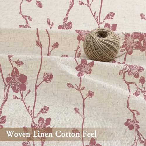 Gibelle Pink Farmhouse Linen Shower Curtain, Boho Floral Fabric, 36 x 72