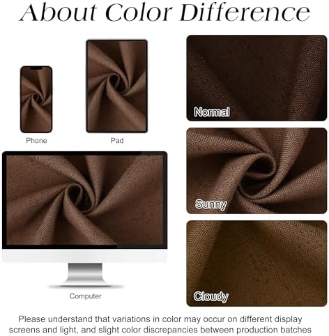 Naturoom Linen Shower Curtain 84 Inch for Bathroom Caramel Brown 1 Panel
