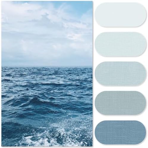 jinchan Ombre Ocean Blue Shower Curtain for Bathroom 36x72 Inch 7 Hooks