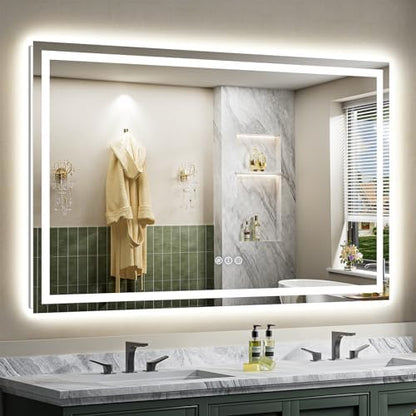 Briivue 68x38 Inch LED Bathroom Mirror with Lights, Backlit & Front Lit