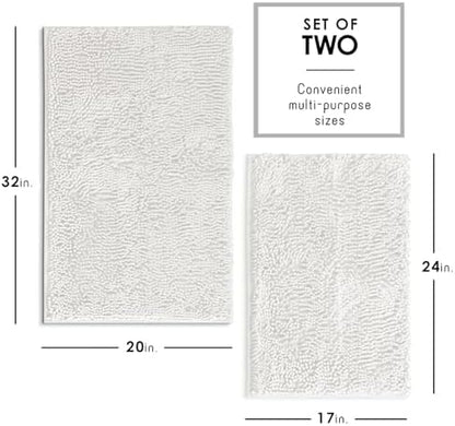 Hearth & Harbor Bathroom Rugs, Chenille Bath Mat - Machine Washable Bath Mats for Bathroom Non-Slip Backing Rubber, Quick Dry Bathroom Mat