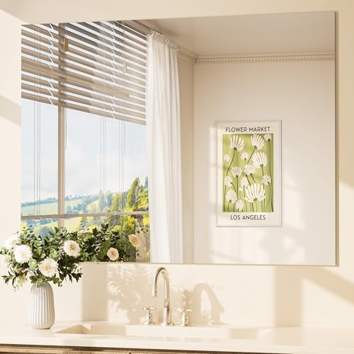 TETOTE 48" x 36" Frameless Bathroom Mirrors for Over Sink Wall-Mounted Vanity Mirror for Bedroom, Living Room, Entryway, Gym, Horizontal/Vertical