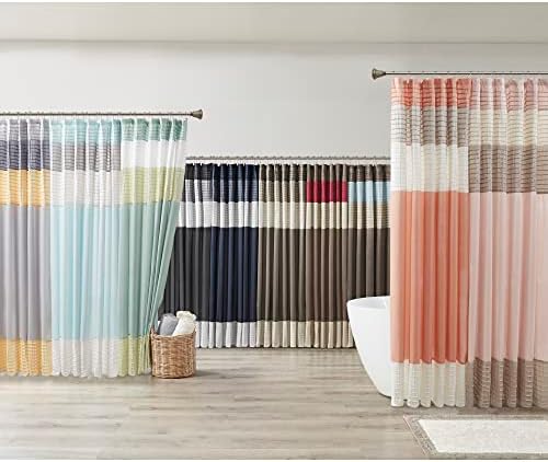 Madison Park 72 x 84 Extra Long Bathroom Shower Curtain Faux Silk Navy