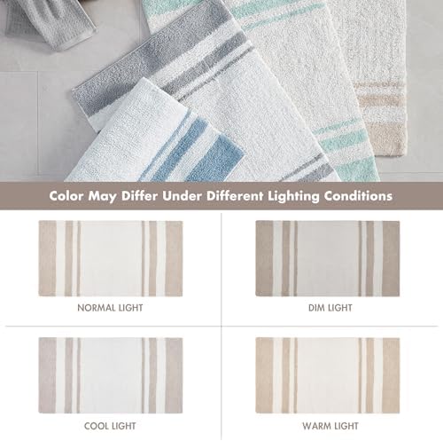 Madison Park Spa Cotton Bath Rug Non-Slip Absorbent, 27 x 45, Taupe