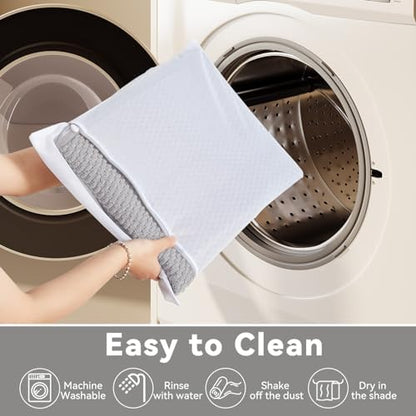 Triohero Bathroom Runner Rugs, Long Bath Mat Runner Washable Thin Quick Dry Low Pile Bathroom Runner Rugs Non Slip, Light Grey 24"x70"