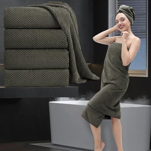Extra Large Bath Towel Set of 4 (35"x70"),Oversized Bath Sheet Super Soft Highly Absorbent Jumbo Bathroom Towel Set Microfibers Quick Dry Shower Towel for Hotel,Bathroom,Guest,Spa,Gym (Brown)