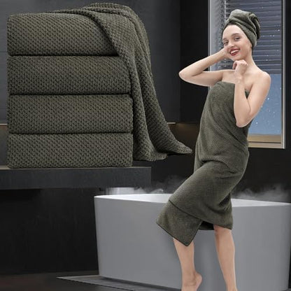 Extra Large Bath Towel Set of 4 (35"x70"),Oversized Bath Sheet Super Soft Highly Absorbent Jumbo Bathroom Towel Set Microfibers Quick Dry Shower Towel for Hotel,Bathroom,Guest,Spa,Gym (Brown)