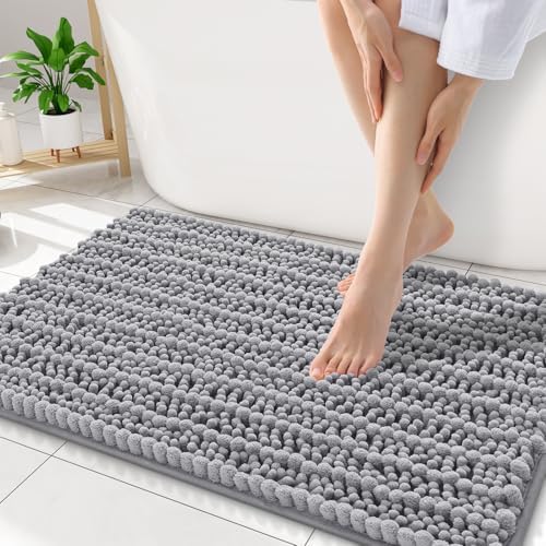 Smiry Bathroom Rugs 34X21, Extra Soft Rubber Backing Chenille Bath Mats