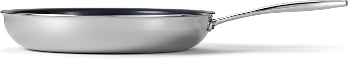Tramontina Signature 12-Inch Tri-Ply Clad Stainless Steel Large Frying Pan with Ceramic Non Stick Interior, Induction-Ready Nonstick Skillet, Oven-Safe, Made in Brazil