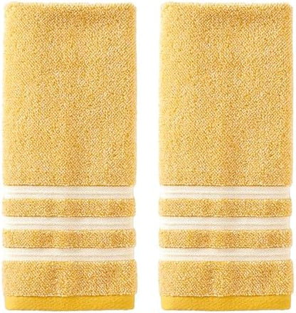 SKL Home Mid-Century Hand Towel Set-2pc, Premium 100% Cotton, Yellow
