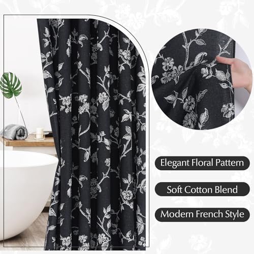 MitoVilla Extra Long Cotton Floral Shower Curtain for Bathroom,72 x 84