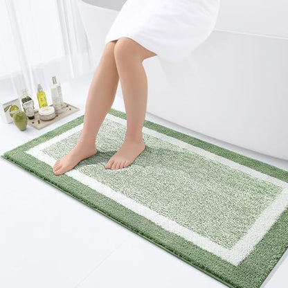 OLANLY Large Bathroom Rugs 40x24, Microfiber Bath Rugs, Sage Green