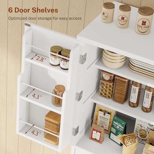 Farmhouse Pantry Cabinet, Tall Kitchen Storage Cabinet with Barn Doors