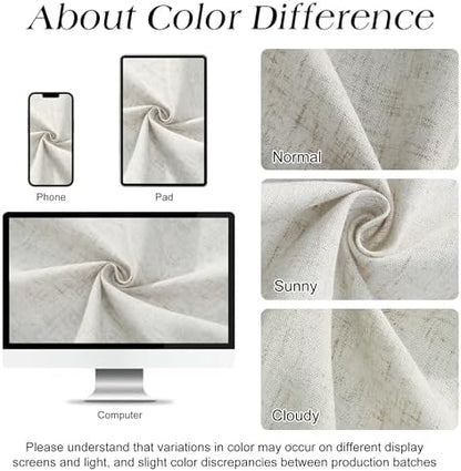 Naturoom Linen Shower Curtain 82 Inch Long for Bathroom Ivory Beige 1 Panel
