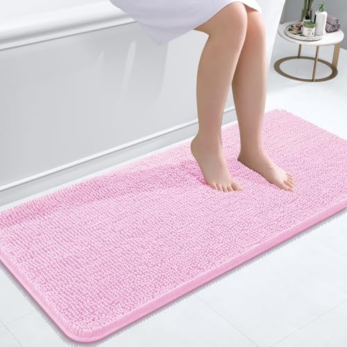 OLANLY Bathroom Runner Rugs 47x20, Extra Soft Absorbent Chenille Bath Rugs
