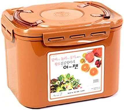 e-jen Premium Kimchi, Sauerkraut Container Probiotic Fermentation with Inner Vacuum Lid (Earthenware Brown, 2.2 gal/ 8.5L)