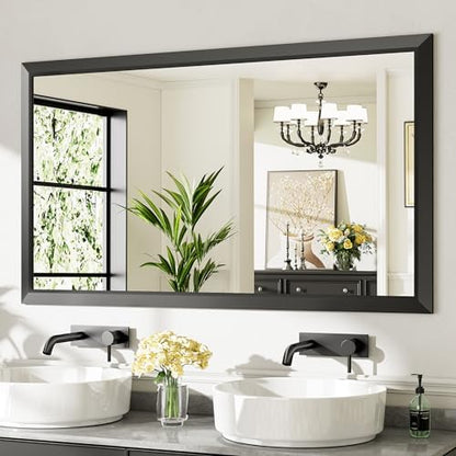 Briivue Black Metal Framed Bathroom Wall Mirror, 55x32 Inch