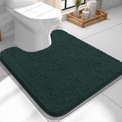 OLANLY Toilet Rugs U-Shaped 24x24, Soft Absorbent Chenille Contour Rugs