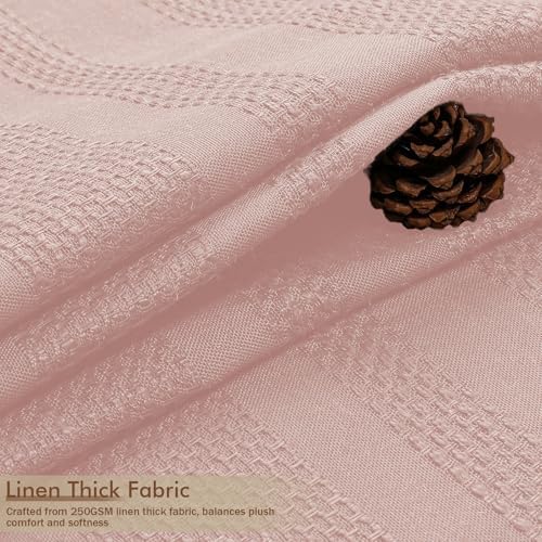 OVZME Extra Long Pink Shower Curtain 96 Inch Long, Boho Linen Textured Soft Fabric Heavy Duty Cloth Bathroom Shower Curtain with Tassel, Tall Farmhouse Luxury Bath Decor, 72Wx96L Inches