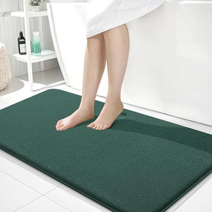 OLANLY Memory Foam Bathroom Runner Rugs 44x24, Long Mats, Blackish Green