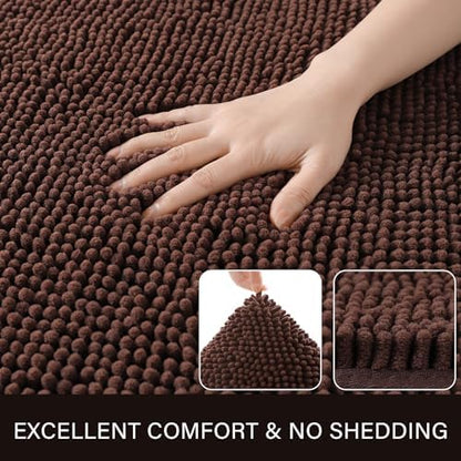 LOCHAS Luxury Bathroom Rug Shaggy Bath Mat 20 x 32 Inch, Brown