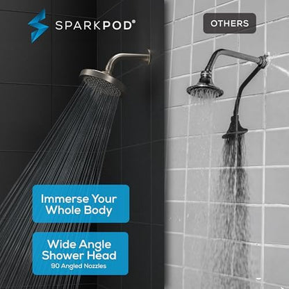 SparkPod Rain Shower Head, 6 Inch Round, Elegant Brushed Nickel Finish