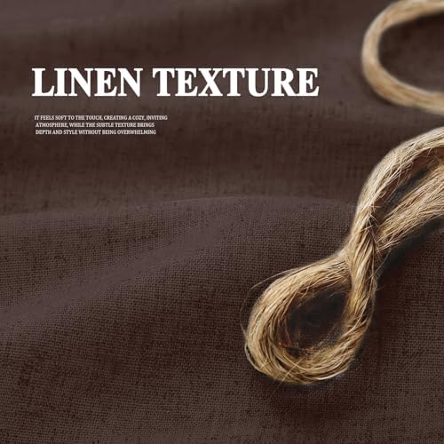 Farmhouse Shower Curtain Ruffle Linen Flax Brown 72" W x 72" L