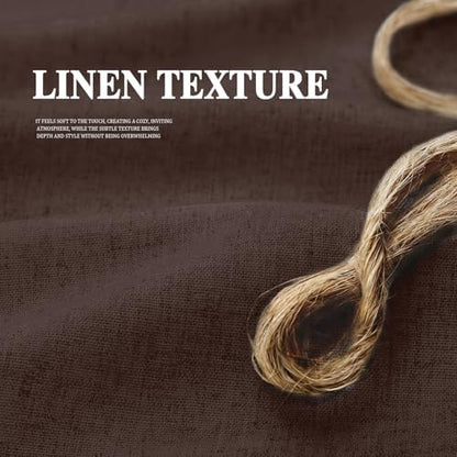 Farmhouse Shower Curtain Ruffle Linen Flax Brown 72" W x 72" L