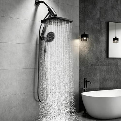 12 Inch High Pressure Rainfall Shower Head Combo,9 Settings Handheld Shower