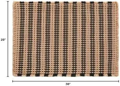 TYUU Waffle Bath Mat, Boho Bathroom Rugs Non Slip, 30x20 Black & Khaki