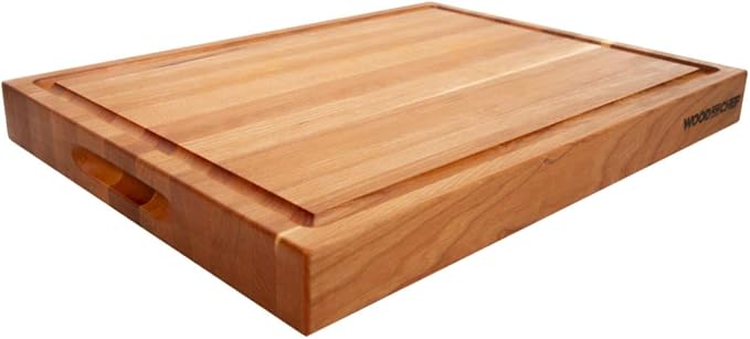 Medium Wood Cutting Board from American Cherry - A Reversible Butcher Block That Comes with Juice Groove for Cutting Meat and Juicy Veggies Easily - Cherry Chopping Board - 16x12x1.5"
