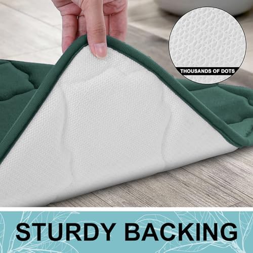 OLANLY Memory Foam Bath Mat Rug 24x16, Ultra Soft Bathroom Rugs, Dark Green