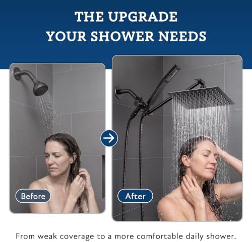 G-Promise All Metal 10" Rain Shower Head with Handheld for Bathroom Upgrade
