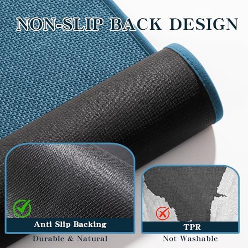 chakme Bathroom Rugs Mat U-Shaped 24x17, Ultra ThinNon Slip Bath Mat Small Quick Dry Absorbent Bath Matfor Bathroom Floor, (Dark Blue, U-24"x17")