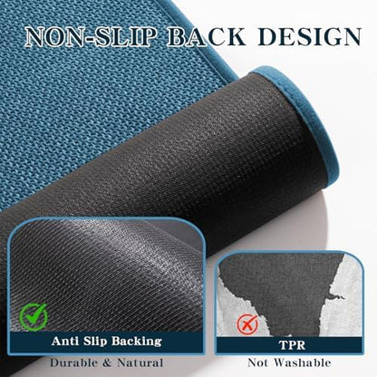 chakme Bathroom Rugs Mat 24x17, Ultra Thin Non Slip Bath Mat Small Quick Dry Absorbent Bath Mat for Bathroom Floor, (Dark Blue, 24"x17")