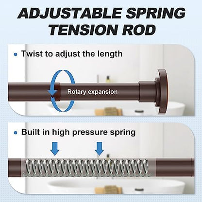 CorkLatta Bronze Shower Curtain Rod 31 to 92 Inch,1 Inch Diameter Adjustable Spring Tension Stainless Steel Telescoping Rod,Easy Install,No Rust