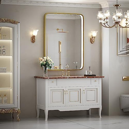 LED Bathroom Mirror with Light,Gold Frame,24x32 Inch