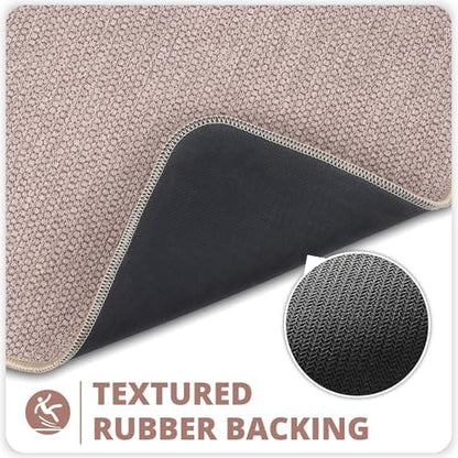 Bath Mat,Ultra Thin Bathroom Runner Rugs,Large Bath Mats for Bathroom,Quick Dry,Non-Slip,Machine Washable,Low Pile,Bath Rug,Shower Outside,Sink,Home Decor Accessories.Beige,1'9"x3'11"（21x47inch）