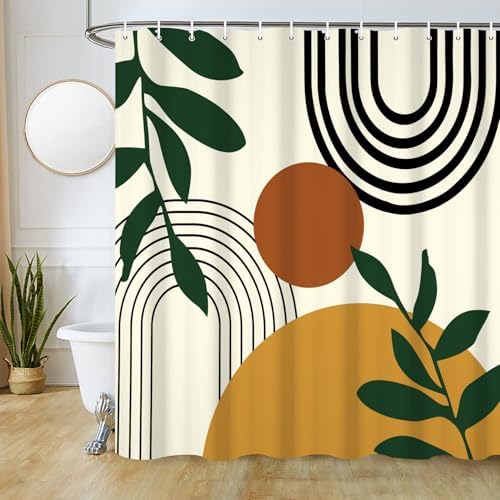 Boho Sun Shower Curtain with Hooks for Bathroom 72x72 Inch