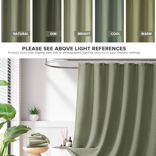 Madison Park Arbor Waffle Shower Curtain for Bathroom, 72 x 72, Sage Green
