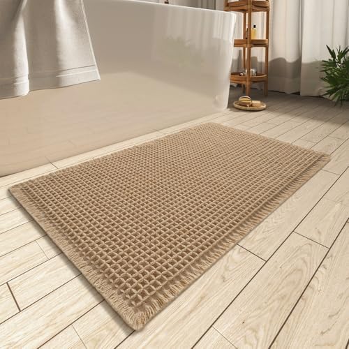 Upgraded Waffle Bath Mat Ultra Absorbent Non Slip Bathroom Mat, 24" x 36"