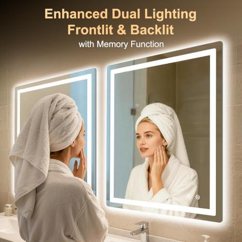 LED Bathroom Mirror, 30"x36" Bathroom Vanity Mirror with Lights