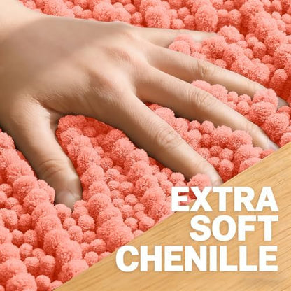 OLANLY Small Bathroom Rugs 24x16, Thick Soft Absorbent Chenille Bath Rugs