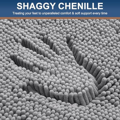 Smiry Bathroom Rugs 30X18, Luxury Chenille Extra Soft Absorbent Bath Mat