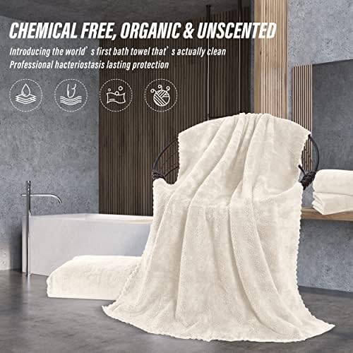 MOONQUEEN 6 Pack Premium Bath Towel Set - Quick Drying - Microfiber Coral Velvet Highly Absorbent Towels - Multipurpose Use as Bath Fitness, Bathroom, Shower, Sports, Yoga Towel (Cream)