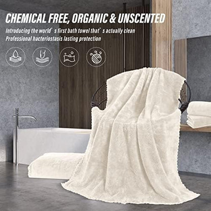 MOONQUEEN 6 Pack Premium Bath Towel Set - Quick Drying - Microfiber Coral Velvet Highly Absorbent Towels - Multipurpose Use as Bath Fitness, Bathroom, Shower, Sports, Yoga Towel (Cream)