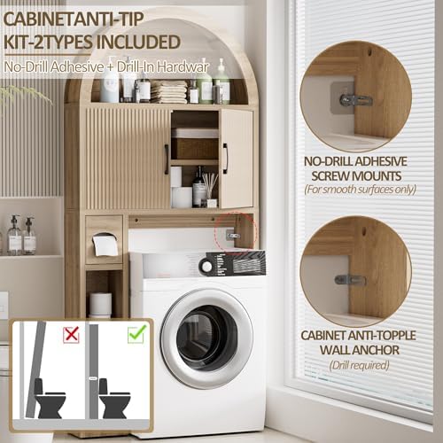 Spurgehom Over Toilet Storage Cabinet, Bathroom Arch Organizer,Wood