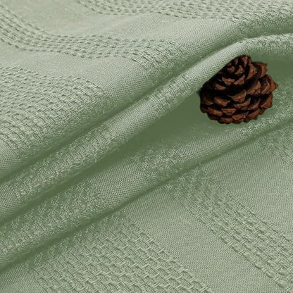 OVZME Extra Long Boho Shower Curtain 84 Inch Long, Modern Farmhouse Heavy Duty Linen Textured Soft Fabric, Rustic Country Cloth Shower Curtain with Tassel for Bathroom Hotel, 72Wx84L, Light Green